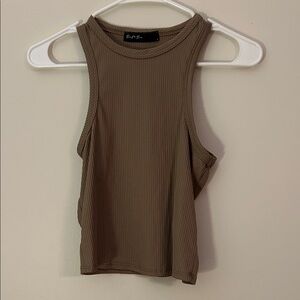 Elegant Tan Ribbed Tank Top
